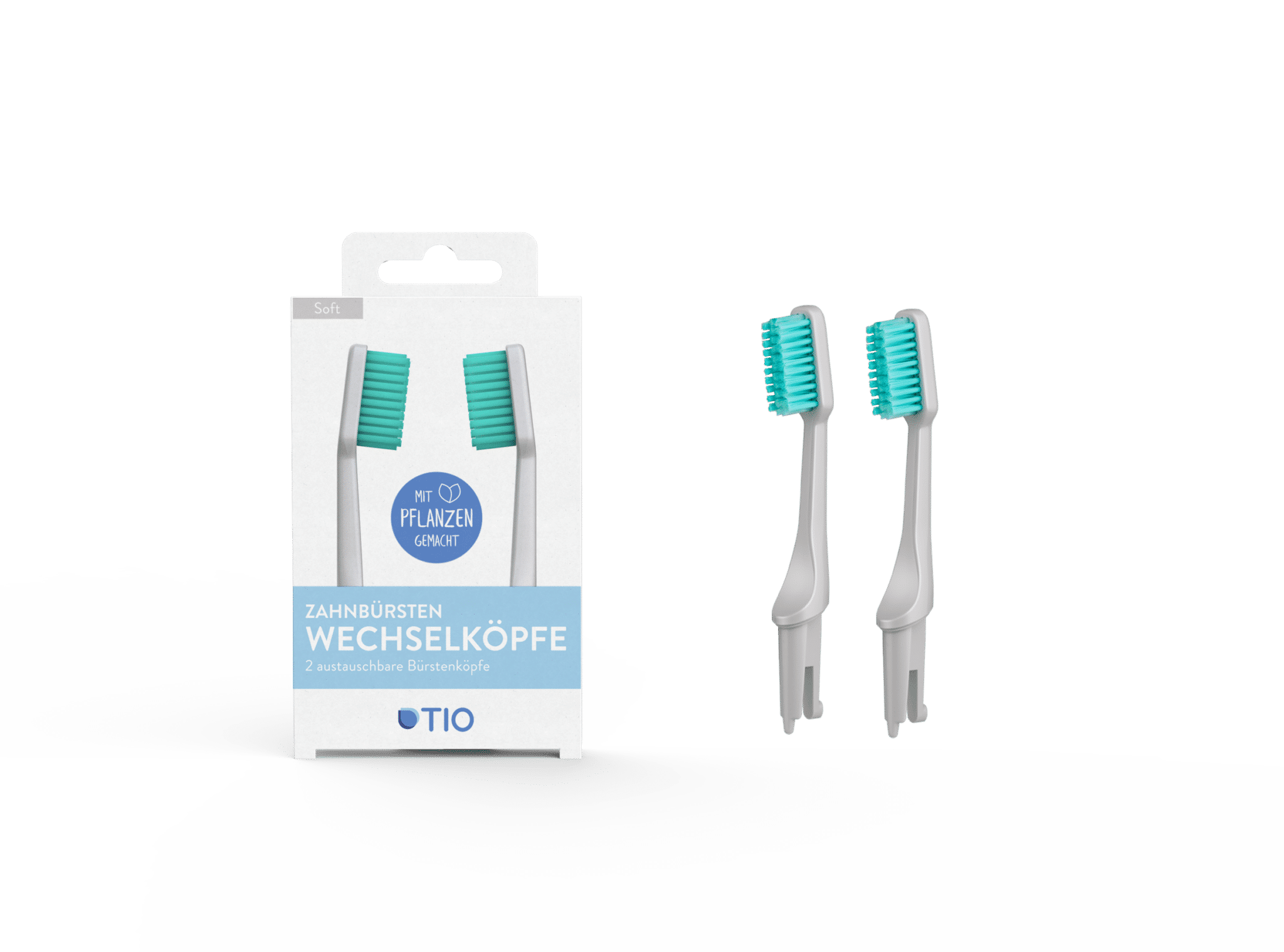 Bioplastikust valmistatud hambaharja vahetusotsikud TIO (hall soft) (5)