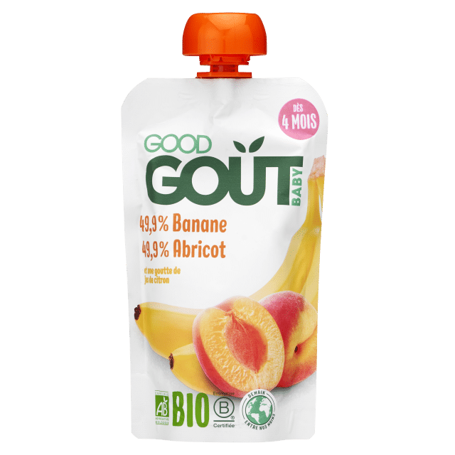 Good Gout öko banaani- ja aprikoosipüree, peale 4. elukuud 120 g (10)
