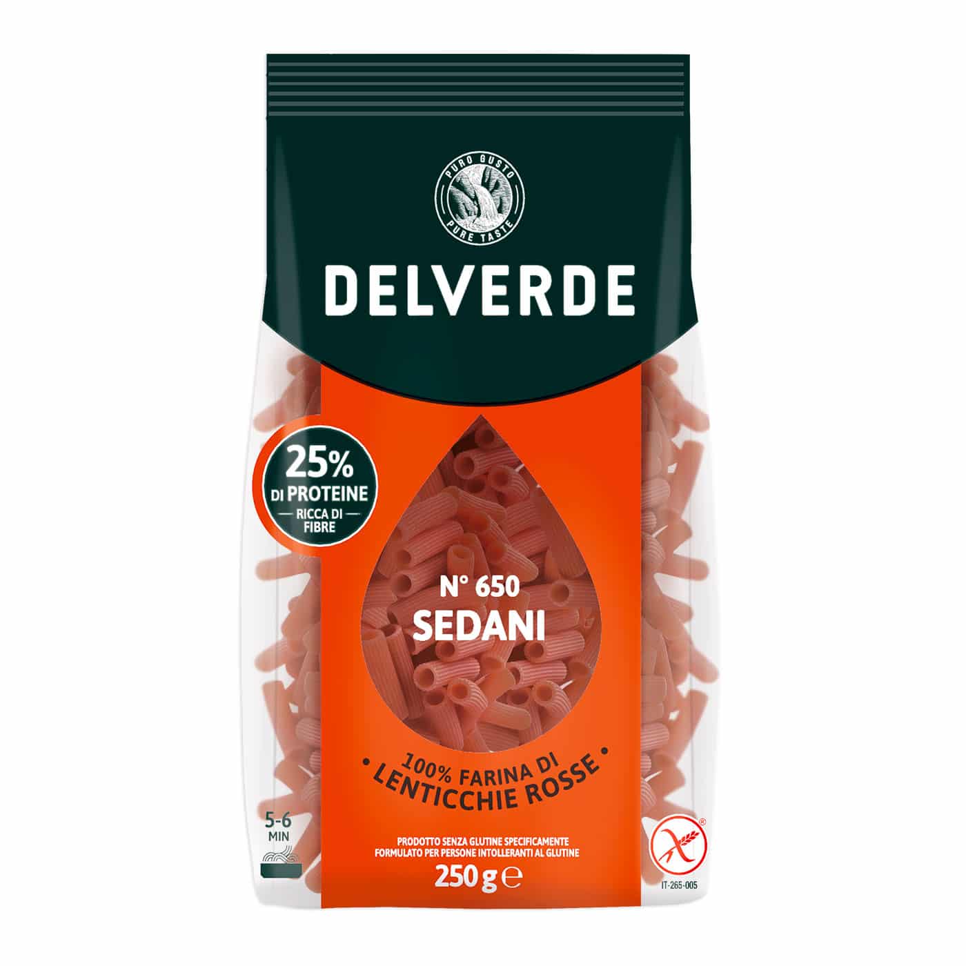 Delverde gluteenivaba SEDANI No 650 100% punase läätse jahust 250 g (6)